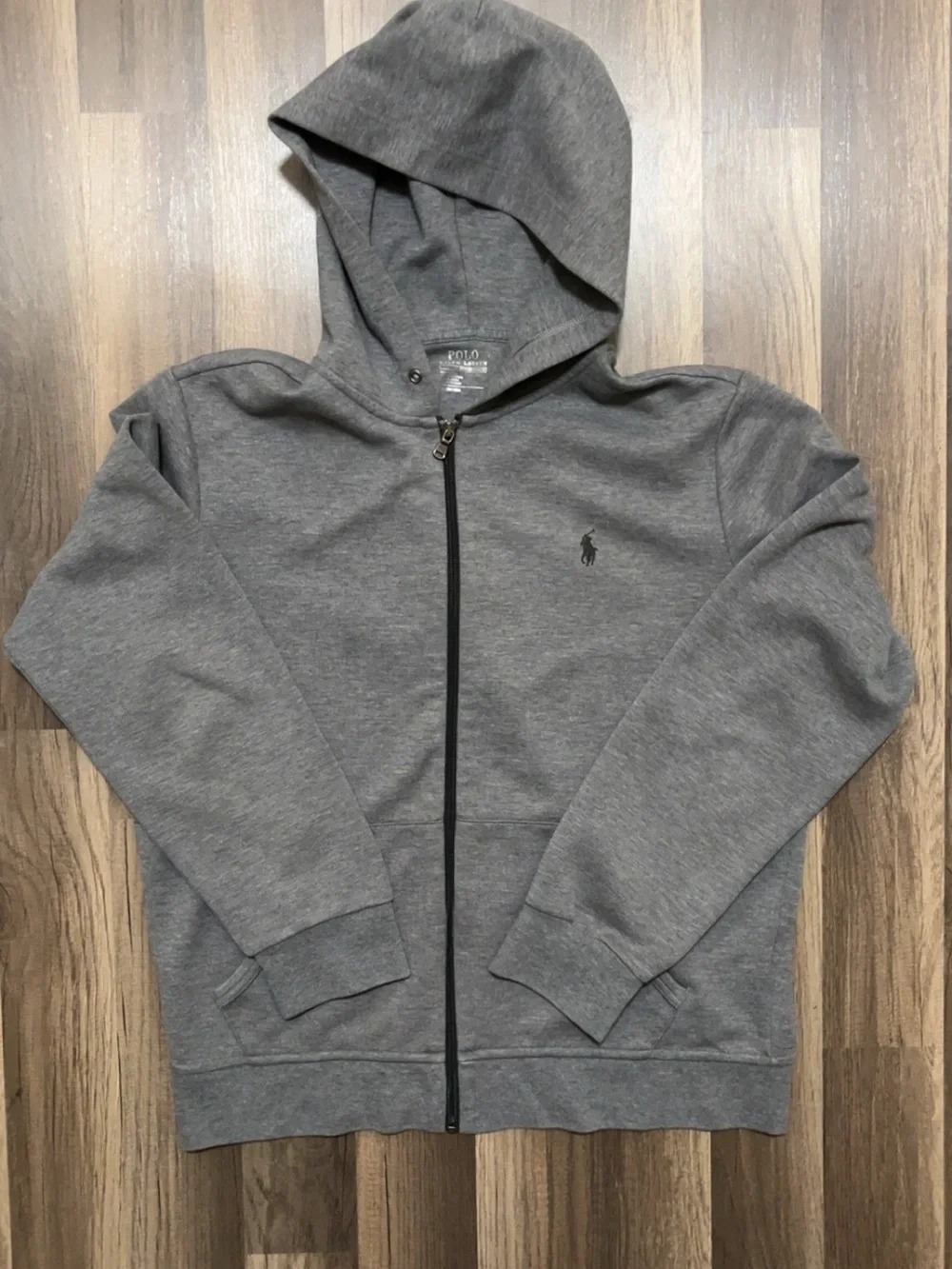 POLO RALPH LAUREN Performance Mens Large Gray Sweatshirt Zip-Up Hooded Jacket
